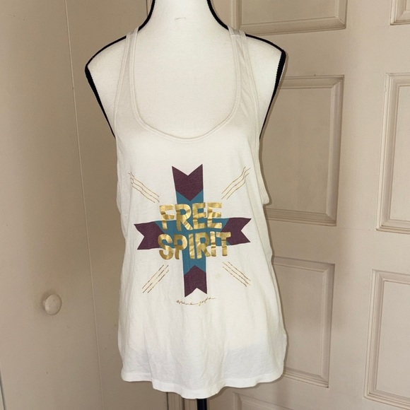 Spiritual Gangster Tops - Spiritual Gangster Free Spirit White Graphic Tank Top - Women